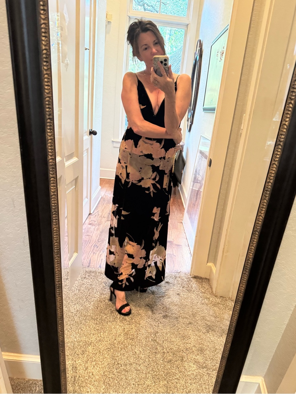 B.O.G. Collective Floral Velvet Maxi Dress | Sheer Overlay | Formal Event Dress